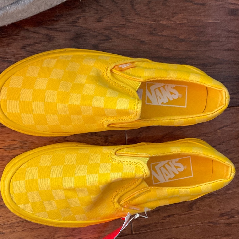 Vans Yellow Checkered Slip-On Sneakers